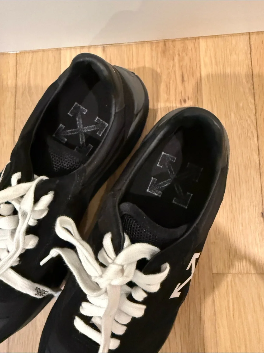 Off-White Black Suede Sneakers with White Arrow Logo